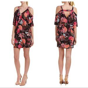 Trina Turk Catina Floral Cold Shoulder Dress, Size M